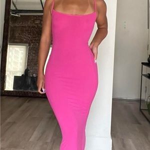 Skims hot pink slip dress